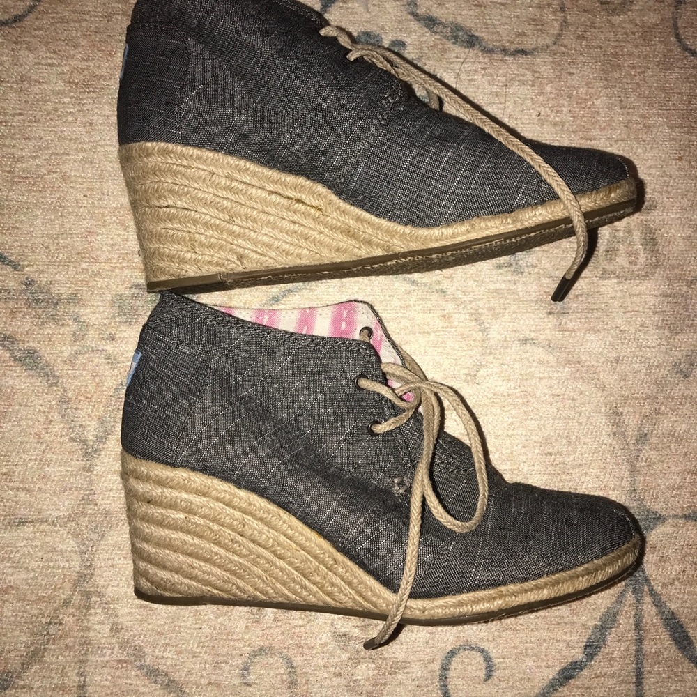 Toms chambray espadrille style booties